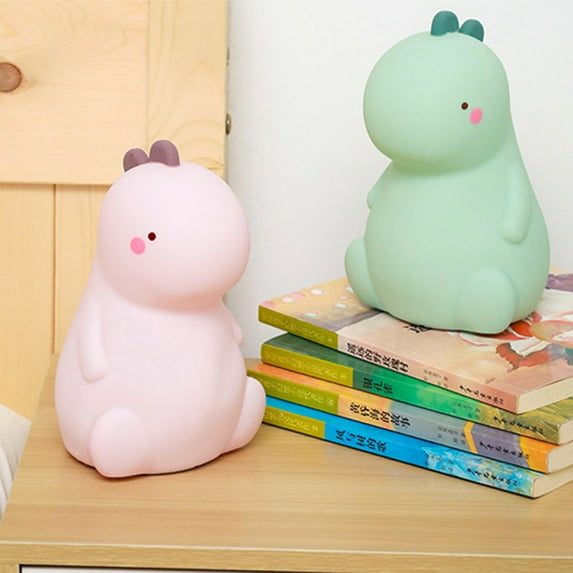 LNGOOR Dinosaur Night Light for Kids, LED Nursery Lamp for Toddler's Room, Cute Color Changing Silicone Baby Night Light with Touch Sensor, Dinosaur Gifts for Boys Girls(Green)