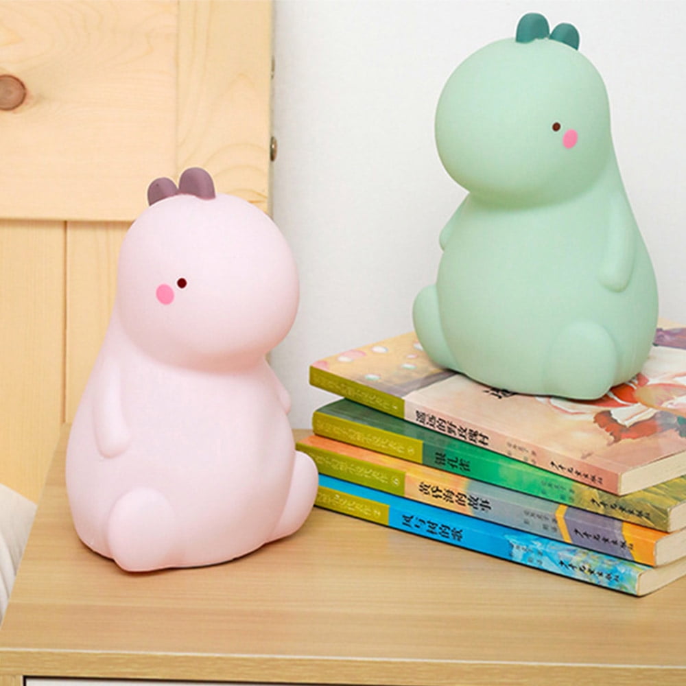 LNGOOR Dinosaur Night Light for Kids, LED Nursery Lamp for Toddler's Room, Cute Color Changing Silicone Baby Night Light with Touch Sensor, Dinosaur Gifts for Boys Girls(Green)