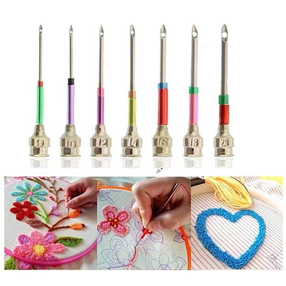 LNGOOR Embroidery Stitching Punch Needle Set - Portable Cross Stitch Wood Embroidery Hoop Stand DIY Handmade Ring Frame Tools