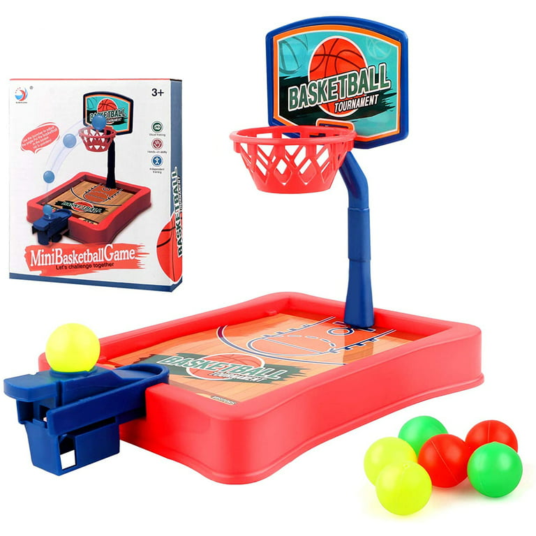 LNGOOR Finger Basketball Shooting Game Toy, Desktop Table Basketball Games  Set with Basketball Court, Move Basket, Light and Score Fun Sports Novelty  Toy for Stress Relief Killing Time 