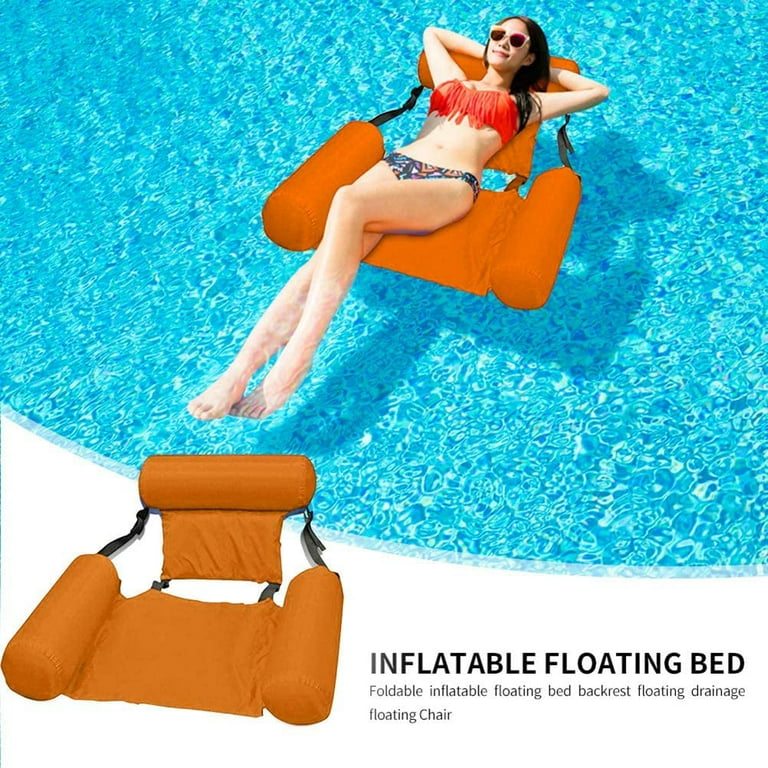 LNGOOR Foldable Backrest Inflatable Floating Bed Foldable Floating Row Water Amusement Lounge Chair Water Inflatable Floating Bed Sofa Water Bed