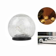 LNGOOR Garden Solar Lights 1 Pcs Cracked Glass Ball Waterproof Warm White LED for Outdoor Decor Decorations Pathway Patio Yard Lawn, 3.9 in