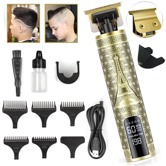 LNGOOR Hair Clippers for Men, 3 Speed Adjustment Rechargeable Cordless Hair Trimmer with LED Display and 5 Replaceable Combos