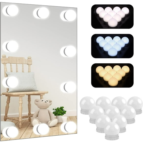 LNGOOR LED Vanity Mirror Lights, Hollywood Mirror Lights for Dressing Table, New USB Makeup Lights with Touch Sensor Dimmer Switch, 10 Dimmable Adjustable Brightness and 3 Colour Change, 10 Bulbs
