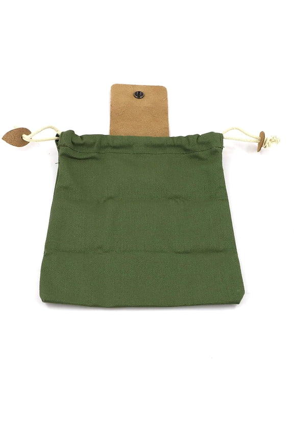 Leather Waxed Canvas Pouch,Outdoor Foraging Bagwith drawstring(Collapsible)Belt Bag for rock collecting,picking up shells,mushroom,fruit,harvesting bag,bushcraft edc gear