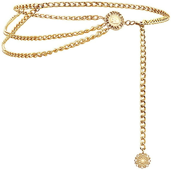 LNGOOR Metal Waist Chain Women Girls Adjustable Body Link Belts Fashion Belly Jewelry for Jeans Dresses, Gold