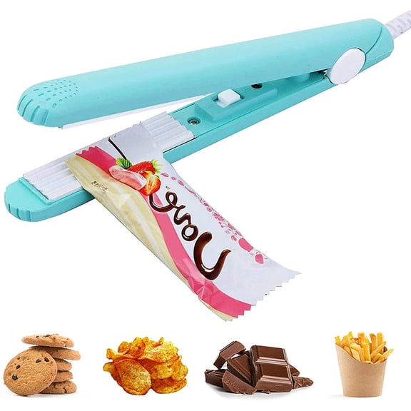 LNGOOR Mini Food Bag Heat Sealer Handheld, Smart Control Corrugated Suspension Heating Sheet for Airtight Food Storage with Cable (Blue)