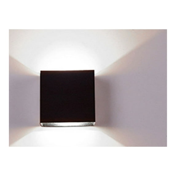 LNGOOR Modern LED Wall Light Up Down Cube Indoor Outdoor Sconce Lighting Lamp Light (Black Shell, White Light)