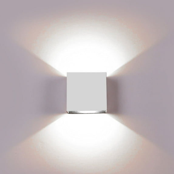 LNGOOR Modern LED Wall Light Up Down Cube Indoor Outdoor Sconce Lighting Lamp Light (White Shell, White Light)