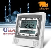 LNGOOR Muslim Digital Alarm, Amerteer LCD Automatic Digital Islamic Azan Muslim Prayer Alarm Wall & Table Home Clock Islamic Clock with Temperature Display, Hijri and Gregorian Calendars