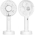 thumbnail image 1 of LNGOOR Outdoor Handheld Fan Portable,Mini Hand Held Fan with USB Rechargeable Battery,3 Speed Personal Desk Table Fan with Base,Small Makeup Eyelash Fan for Women Girls Kids -White, 1 of 7