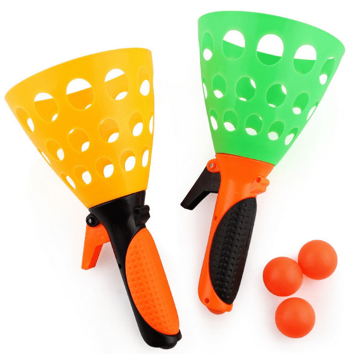 LNGOOR Outdoor Indoor Games Activities for Kids, Pop and Catch Ball Games with 4 Launcher Baskets and 6 Balls, Beach Christmas Party Toys Games for Kids Ages 4 5 6 Years Old Boys & Girls and Adults