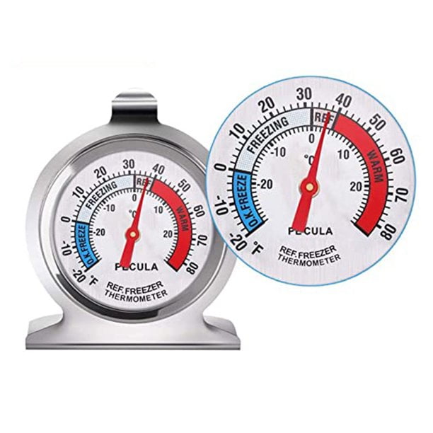 Lngoor Refrigerator Thermometer, 30-30c/20-80f, Classic Fridge Thermometer Large Dial with Red Indicator Thermometer for Freezer Refrigerator Cooler(