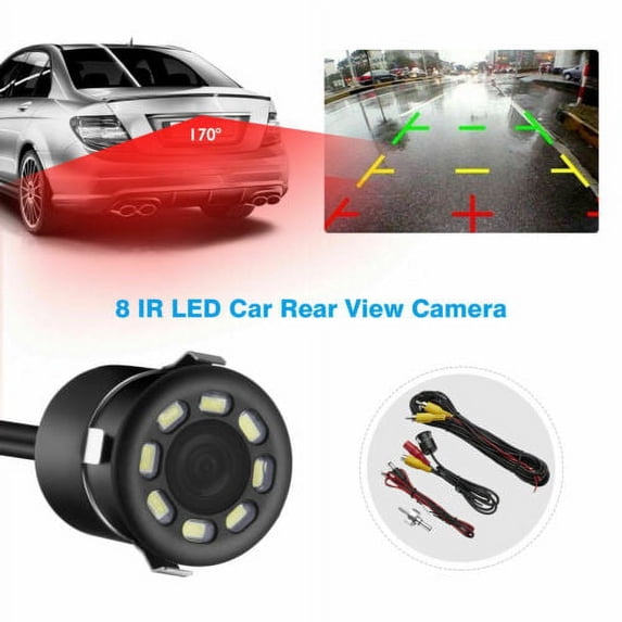 LNGOOR Reverse Backup Camera, 170° CMOS Car Rear View Backup Camera Reverse 8 LED Night Vision Waterproof Universal Car Camera