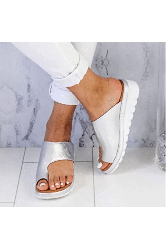 Sandals for Women Platform, Corrector Open Toe Flatform Sandal Shoes Summer Beach Travel Roman Shoes(Silver)