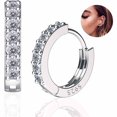 thumbnail image 1 of LNGOOR Small Hoop Earrings Small Cartilage Earrings Cubic Zircon Cuff Earrings Platinum Hoop Earrings, 1 of 6