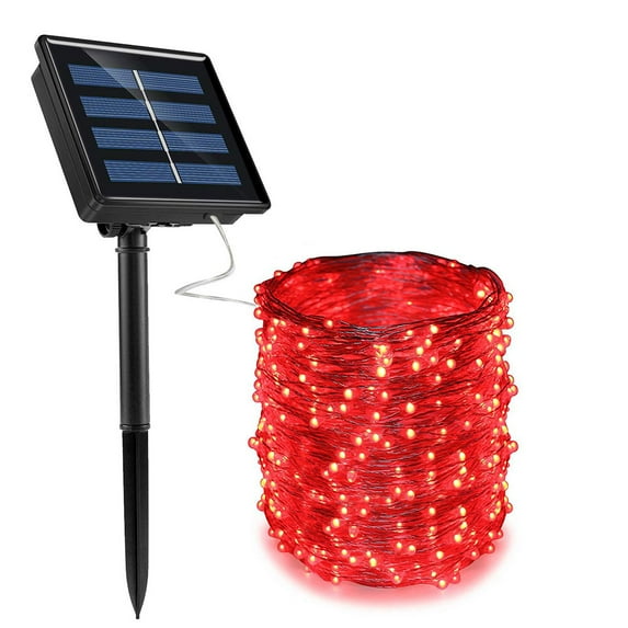 LNGOOR Solar Fairy Lights, 200 LED Outdoor Solar String Lights Garden Copper Wire Decorative Lights 66Ft Waterproof Indoor Outdoor Lighting for Garden,Yard, Christmas(Red)