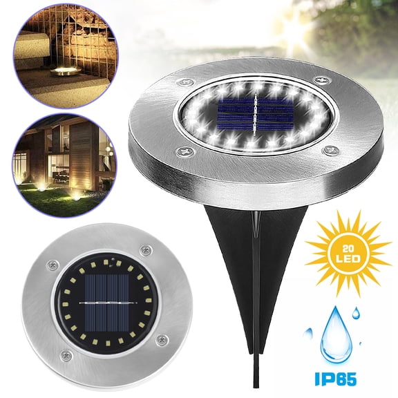 LNGOOR Solar Ground Lights, 20 LED Solar Lights, Outdoor Waterproof Bright Solar Garden Lamp Panel Lights, Suitable For Road Landscape Courtyard Drive (Warm White, 1 pieces)