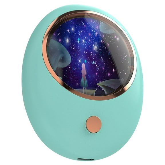 LNGOOR Space Capsule Light USB Handwarmer, USB 2-In-1 Fast Heating Hand Warmers Rechargeable with Cute Pattern & Night Light - 2400mAh Portable Pocket Heater for Women Men Kids Winter Gift(Green )