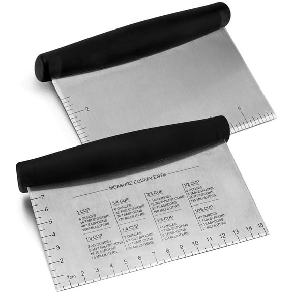 LNGOOR Spring Chef Stainless Steel Pastry Scraper/Bench Scraper Chopper, Best as Pizza and Dough Cutter with Measuring Marks
