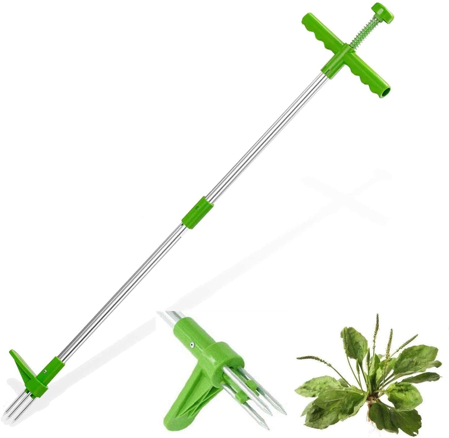 LNGOOR Stand Up Weed Puller, Root Removal Tool with 3 Stainless Steel Claws, 39 inch Long Handle Garden Hand Weeding Tool, Manual Remover Weed Extractor for Backyard, Lawn, Patio