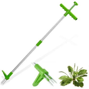 LNGOOR Stand Up Weed Puller, Root Removal Tool with 3 Stainless Steel Claws, 39 inch Long Handle Garden Hand Weeding Tool, Manual Remover Weed Extractor for Backyard, Lawn, Patio