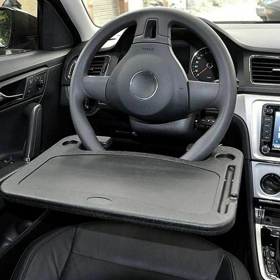 LNGOOR Trading Car Eating Laptop Steering Wheel Desk Black Portable Car Steering Wheel Tray Desk Installation Eating And Drinking Rack