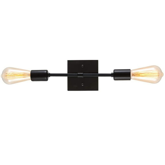 LNGOOR Wall Sconce 2 Lights Bathroom Vanity Modern Industrial Wall Lamp Wall Mount Lighting Fixture, Black