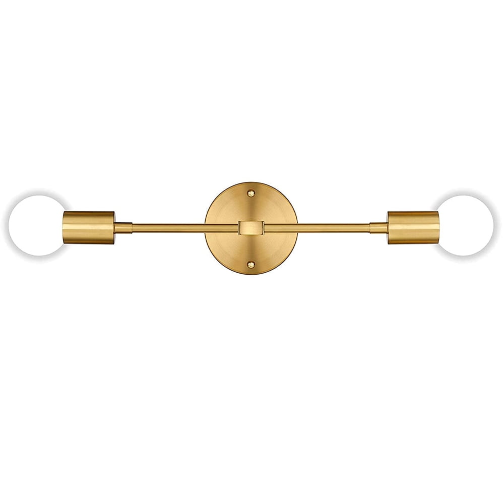 LNGOOR Wall Sconce 2 Lights Bathroom Vanity Modern Industrial Wall Lamp Wall Mount Lighting Fixture, Gold