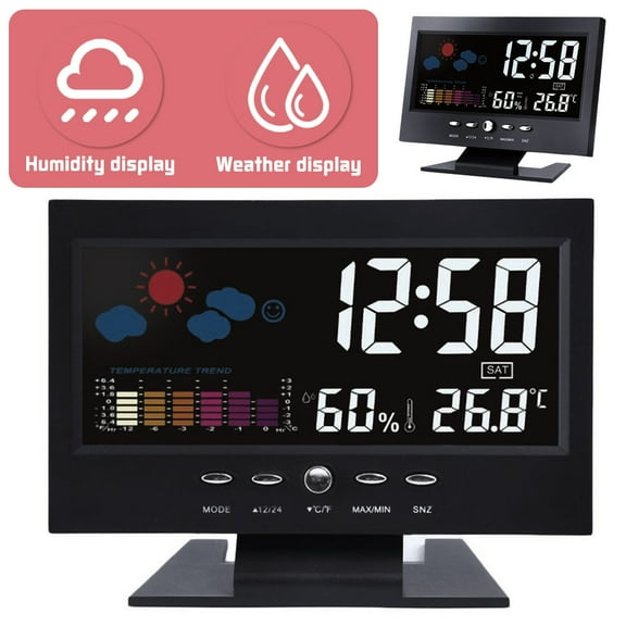 LNGOOR Weather Station Wireless Indoor Outdoor Thermometer Color Display Digital Weather Thermometer with Atomic Clock, Forecast Station with Calendar and Adjustable Backlight