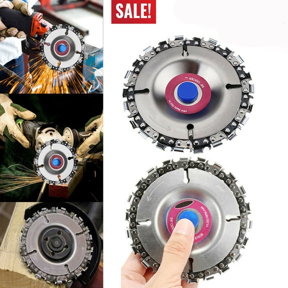 LNGOOR Wood Carving Chain Disc Angle Grinder Disc Chain Saw Plate 22 Tooth, 5/8" Center Hole for Shaping Cutting & Engraving of Wood, Plastic, Ice & Hard Rubber for 100/115 Angle Grinder (4 inch)