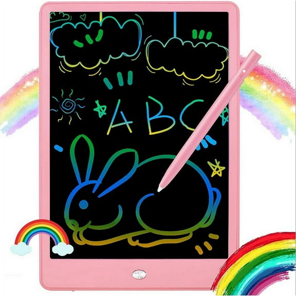 LNGOOR Writing Tablet 10 Inch Colorful Doodle Board, Electronic Drawing Tablet Drawing Pad for Kids, Educational and Learning Kids Toys Gifts for 3- 7 Year Old Boys and Girls(Pink)