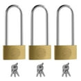 LNJBABAO Cut-Proof Long Shackle 3 Pack Solid Brass 50 mm Padlock with ...