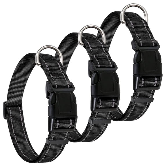 LNJBABAO 3 Pcs Reflective Dog Collar for Small Medium Large Dogs Black S