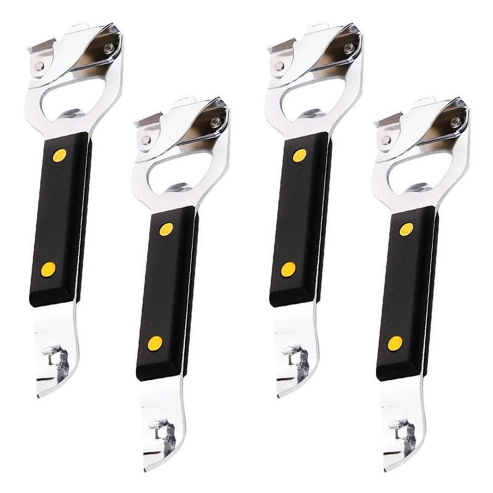 LNJBABAO 4 PCS Multifunctional Can Opener for Beer Bottle Can Jar Lid Black