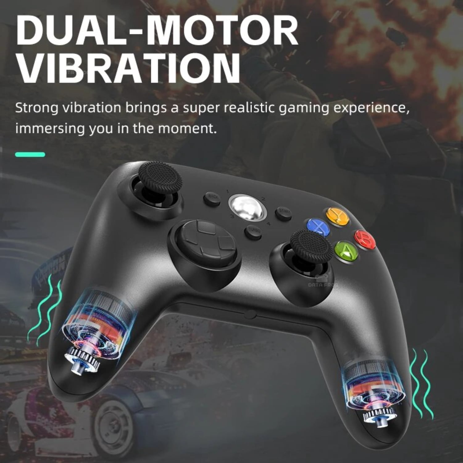 LNJLAN Wireless/Wired Controller Game Controller with Dual-Vibration ...
