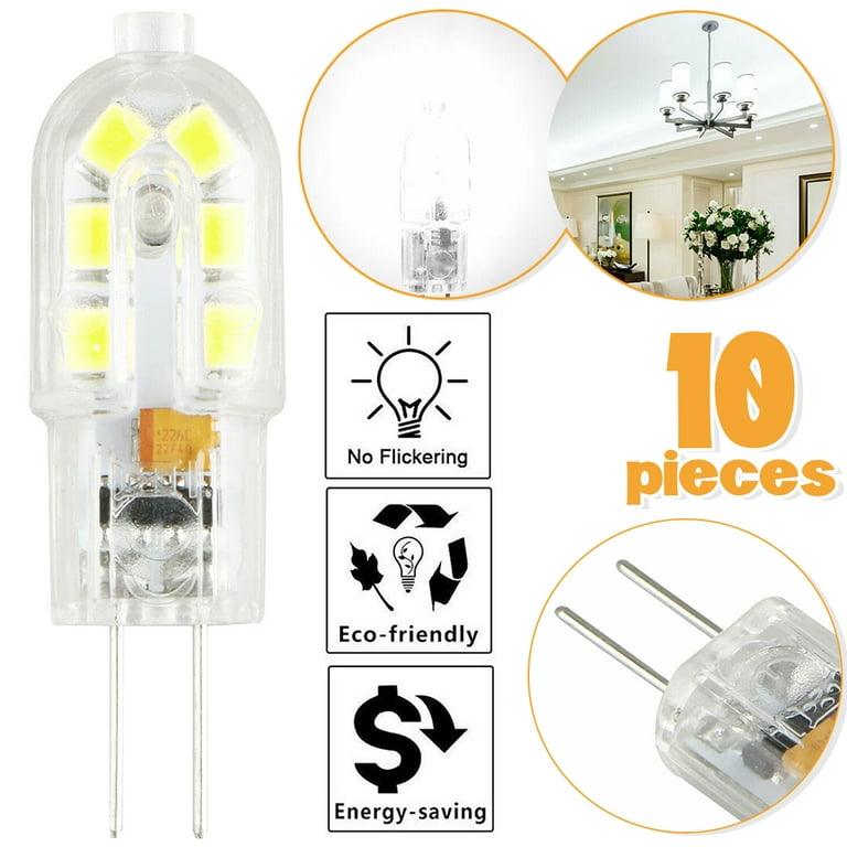 LNKOO 10-Pack G4 LED Bulb 12V JC G4 Bi Pin Bulb G4 20W Halogen
