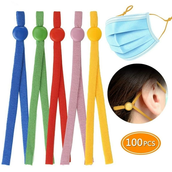 LNKOO 100 PCS 0.2 Inch Wide Elastic String Cord Bands Rope with Adjustable Buckle for Sewing Crafts DIY Mask, Suitable for Adults and Children-DIY Making Supplies Accessories Random color