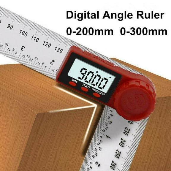 LNKOO 11.8In 300Mm 360 Degree 2 in 1 Digital Lcd Display Protractor Goniometer Angle Finder Folding Ruler with Locking and Zeroing Function