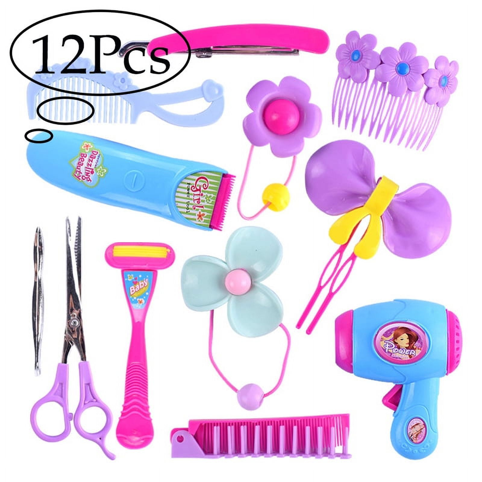 Kids Toys Pretend Play Hairdressing Hair Simulation Game Children Hair  Styling Tools Blow Dryer Curler Makeup Kit Toys For Girls