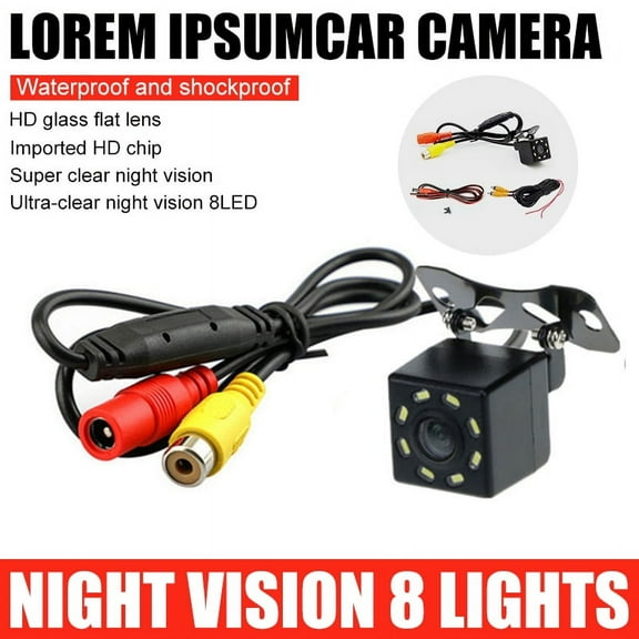LNKOO 12V CMOS Wired Car Vehicle Rear View Reverse Backup Camera with 8 LED Lights Night Vision IP68 Waterproof for Cars, SUV,Camper, Van,Trailer,RV,Pickup Truck,Jeep Parking Assistant