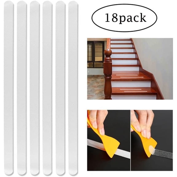 LNKOO 18 Pcs Non-Slip Bathtub Stickers, Anti Slip Shower Strips Treads, Safety Bathroom Tubs Mat with Scraper, for Pools Stairs Steps Ladders Boats