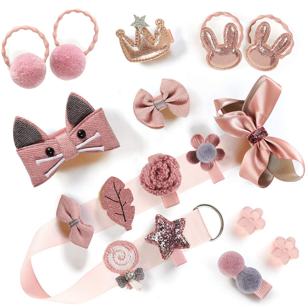 LNKOO 18pcs Baby Girls Hair Accessories Clips Ties Fully Covered