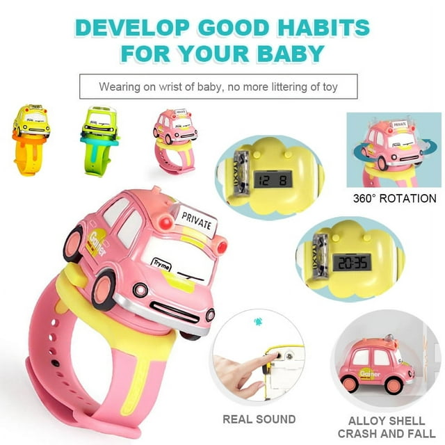 LNKOO 2 in 1 Pull Back car toy Wrist Watch Creative Children Watch Electronic Watch Kid Educational Toys Digital Watches Kids Boy Girl Clock For 3 4 5 6 7 Year Old Boys Girls