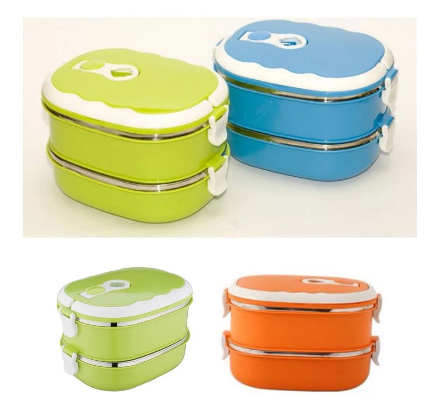 Lnkoo 2 Layer Food Warmer School Lunch Box, Portable Bento Thermal Insulated Food Container Stainless Steel Insulated Square Lunch Box for Children
