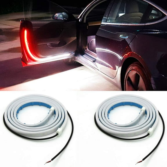 LNKOO 2Pcs Led LightLed Car Door Strip Light, LEDs Flashing Streamer Car Door Lights for Decoration, Lighting and Warning Anti Rear-end Collisions, White Lights Works As A Puddle Light