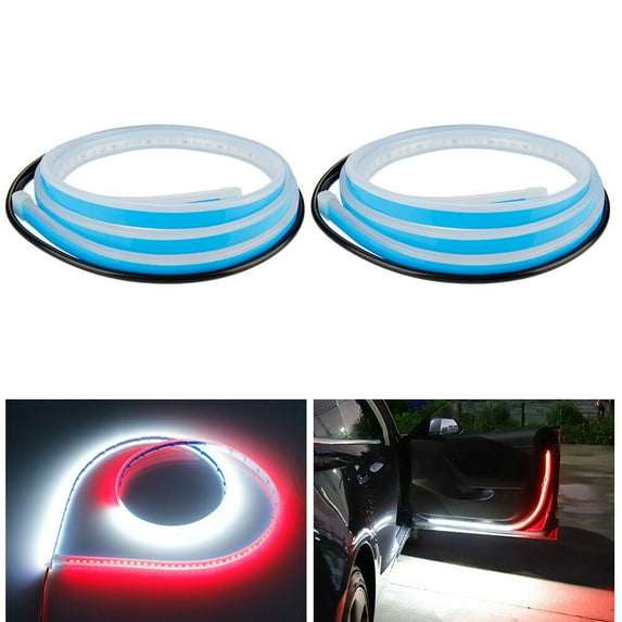 LNKOO 2Pcs RGB Car Door Warning Light Car Door Streamer Warning Light Auto Door Opening Warning Flashing Lamp Anti-Collision Strobe Strip Light Auto Interior Lights Car Door Decor Safety Led Light