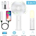 thumbnail image 1 of LNKOO 3 in 1 Handheld Mini Fan with LED Light, Power Bank , 2 Speeds USB Portable Personal Mini Desk Fan with Rechargeable 2200mAh 24 Hrs Working Hours for Outdoor, Travel, Camping-White, 1 of 9
