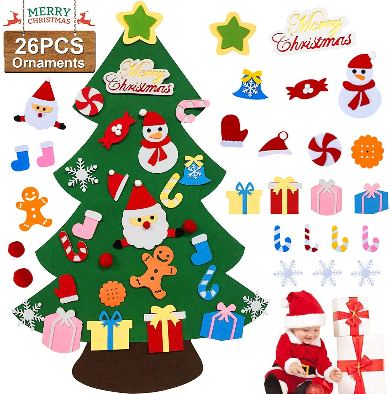 Christmas Bundle - 1 Felt Tree 1 Snowman and FREE Spare ornaments! – Felt  For Kids