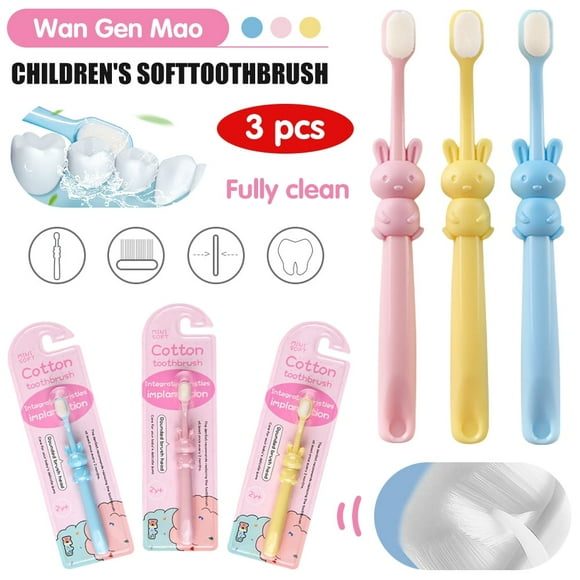 LNKOO 3 Pack Baby Extra Soft Toothbrush; Micro Nano Silk Toothbrushes 20,000 Bristles; Ultra Soft Bristle for Sensitive Gums, Recession, & Perio; Small Head for Kids,Children, Toddler